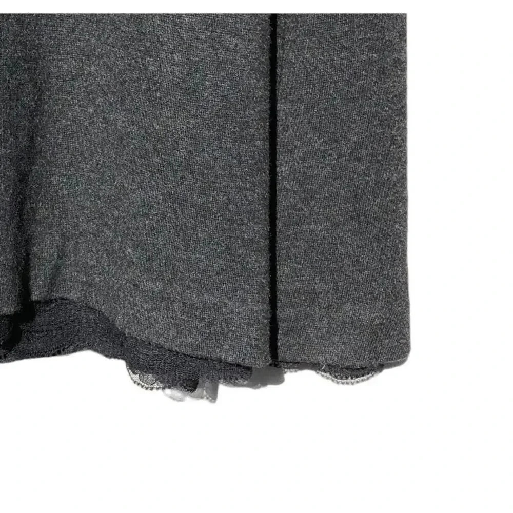 Trina Turk Charcoal Grey Belted Lace Hem Millionaire Ponte Knit Dress Size 4 - Picture 4 of 9
